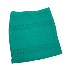 Loft Pencil Skirt Size 14 Green With Cutouts Green